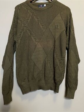 PGA Tour Golf Olive Green 3D Knit Sweater Men’s Medium